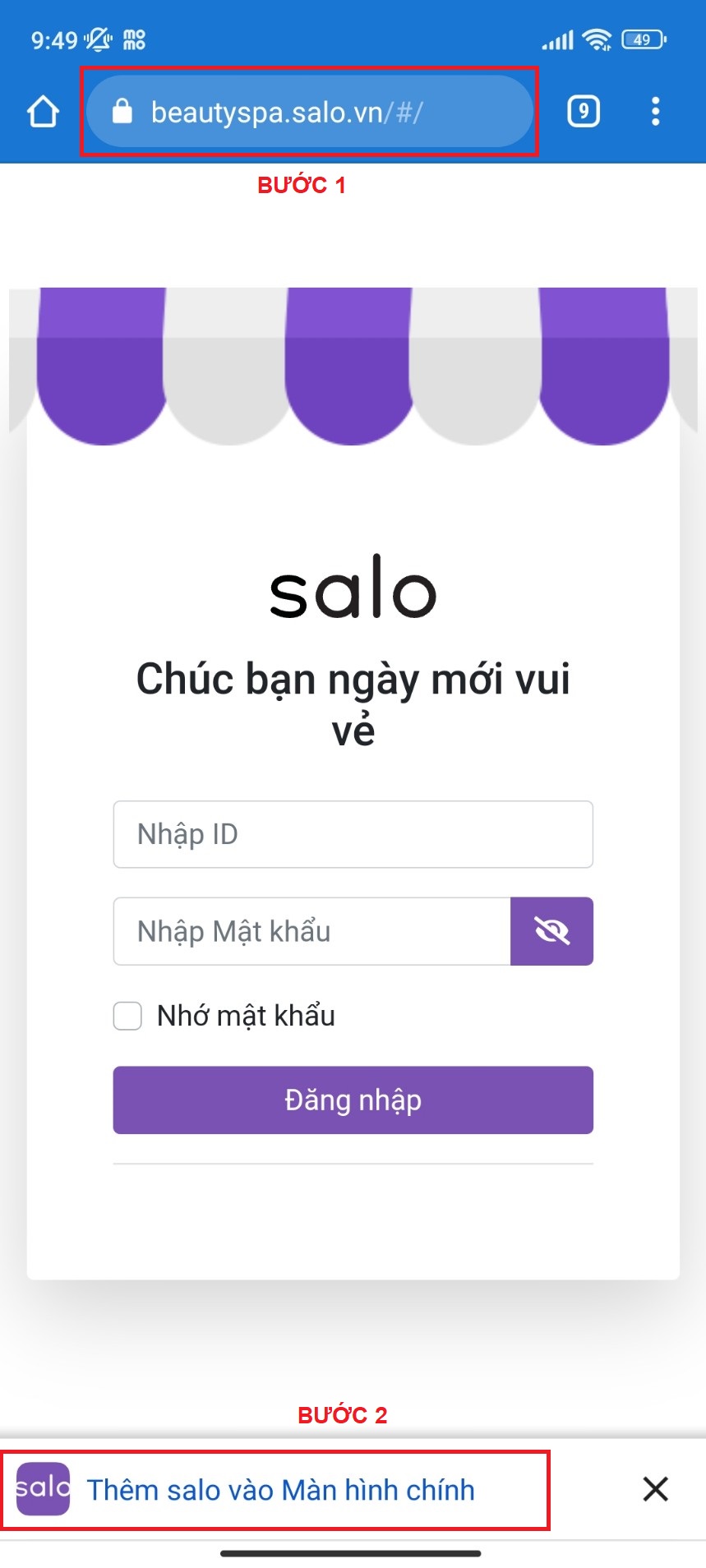 Bước 2: Nhìn xuống cuối màn hình có nút thêm vào Màn Hình Chính