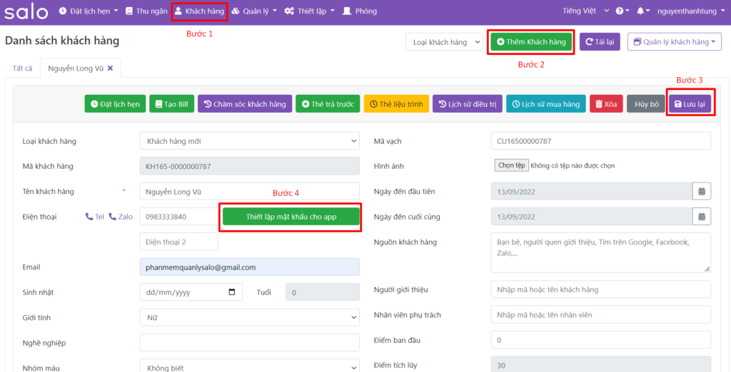 Thiết lập mật khẩu cho APP